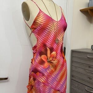 Pink and Orange Floral Strappy Dress